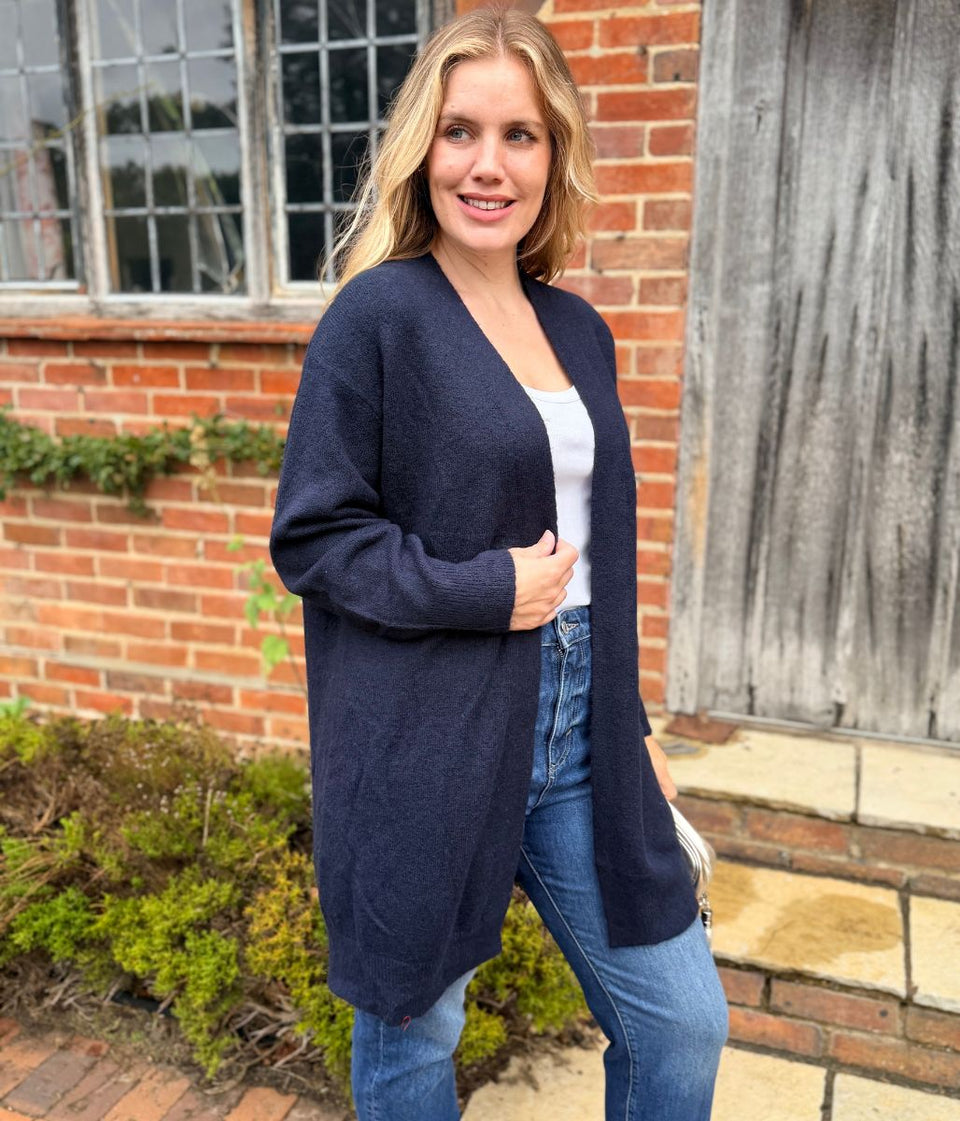 Navy Longline Open Cardigan