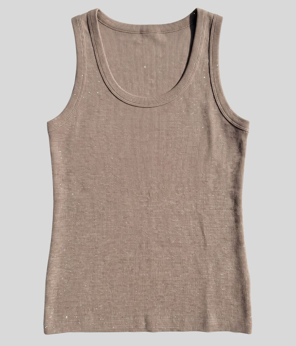 Beige Luxe Ribbed Vest