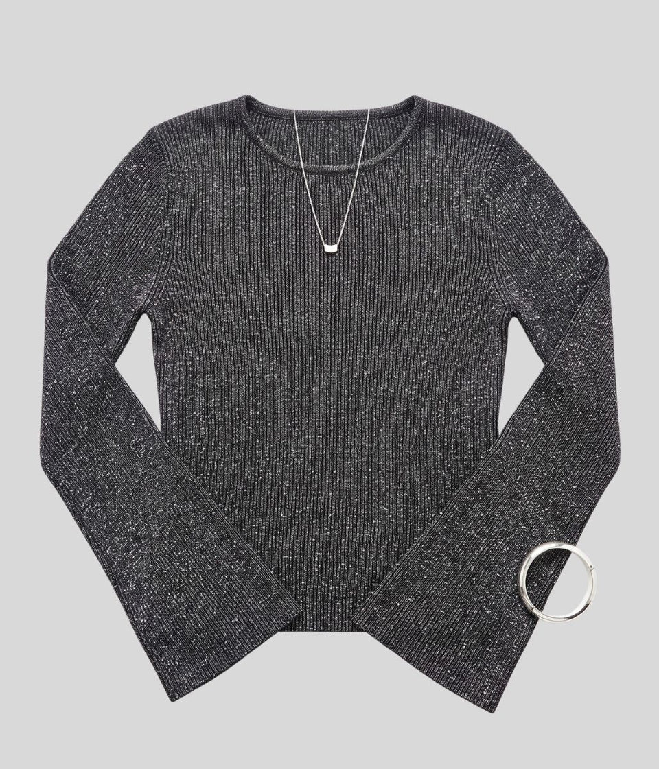 Black Sparkle Ribbed Knit Jumper