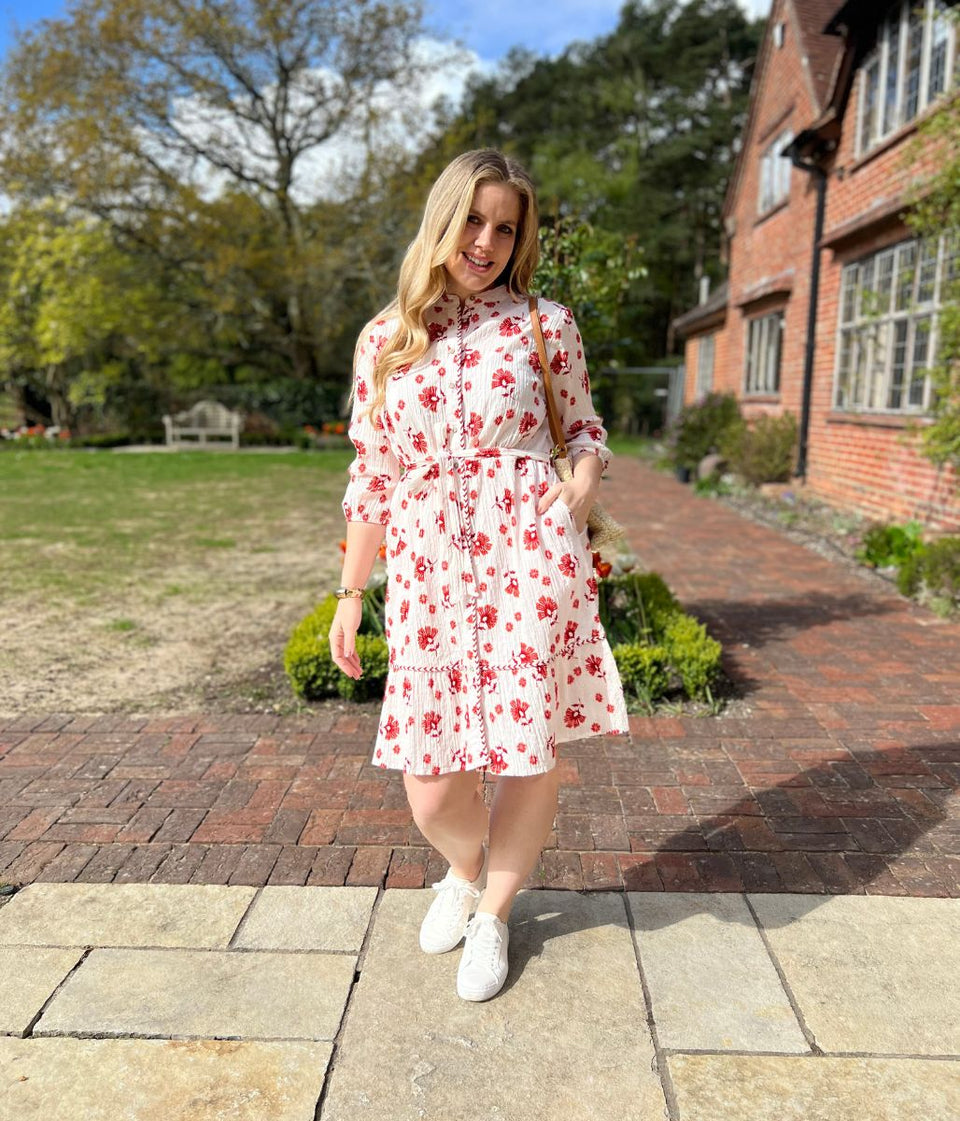 Brakeburn Ivory & Red Floral Dress