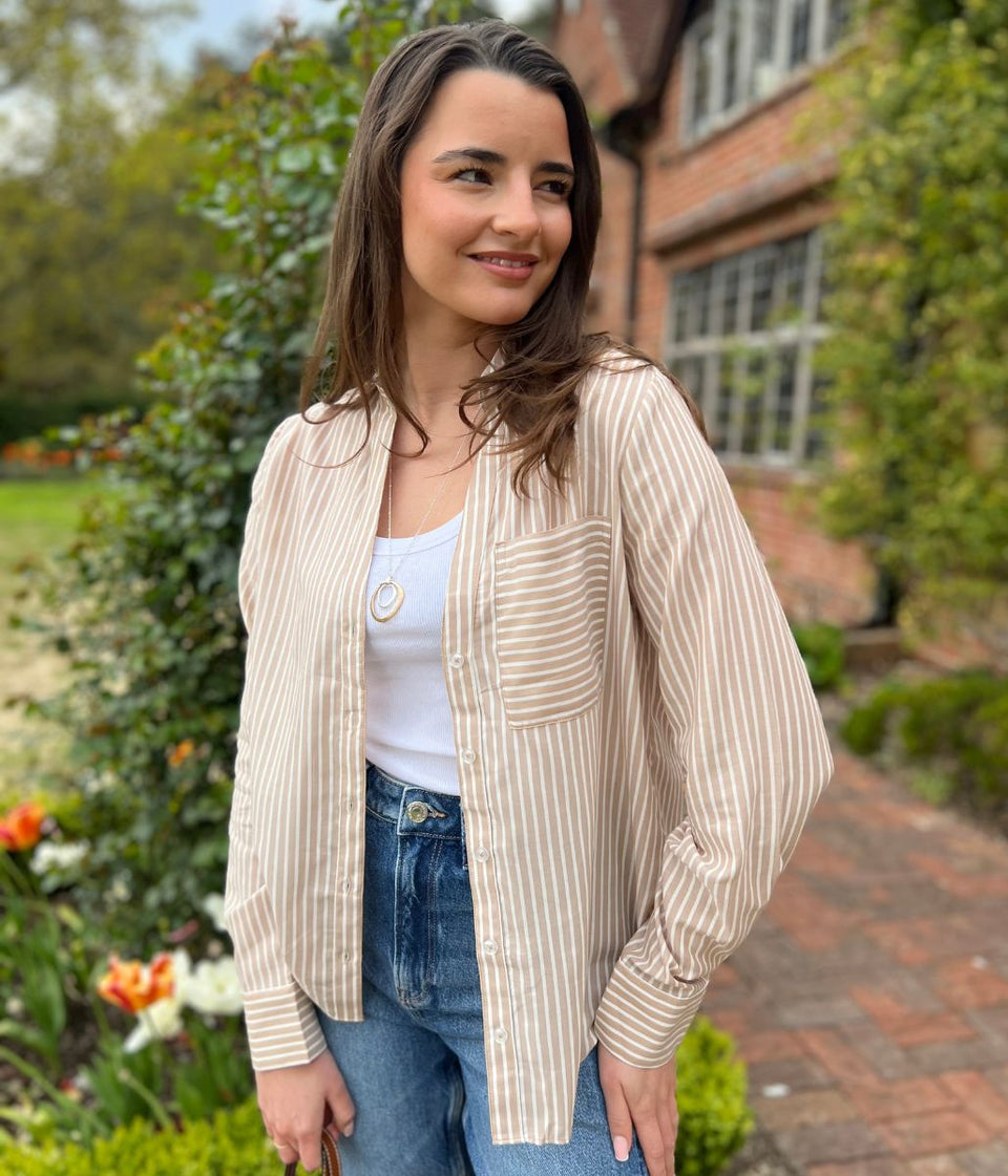 Brown Striped Soft Relaxed Shirt