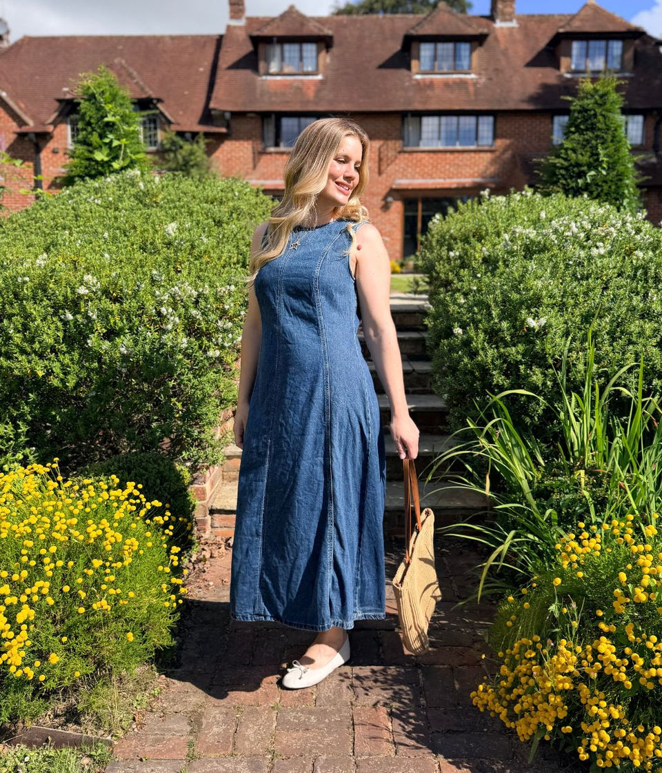 Denim Sleeveless Midi Dress