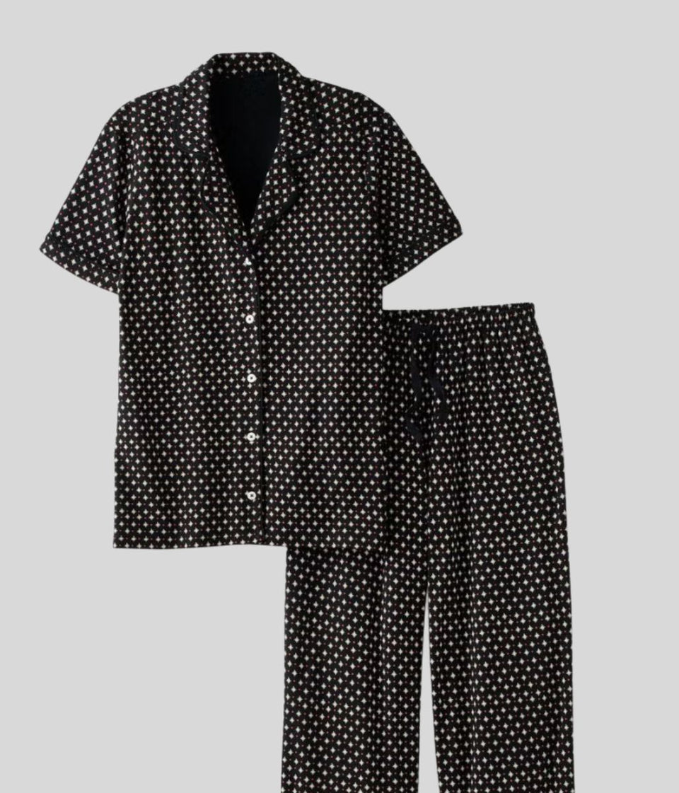 Black Star Print Designer Tencel Pyjamas