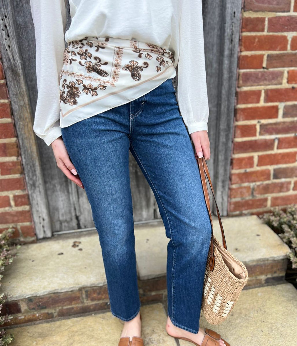 Cream Paisley Print Square Scarf