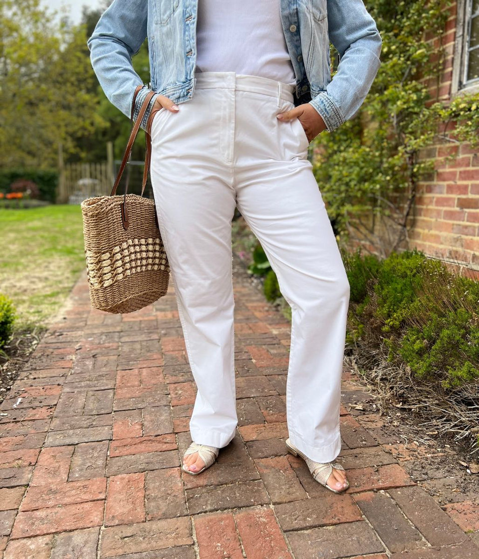 White Straight Leg Chino Trousers
