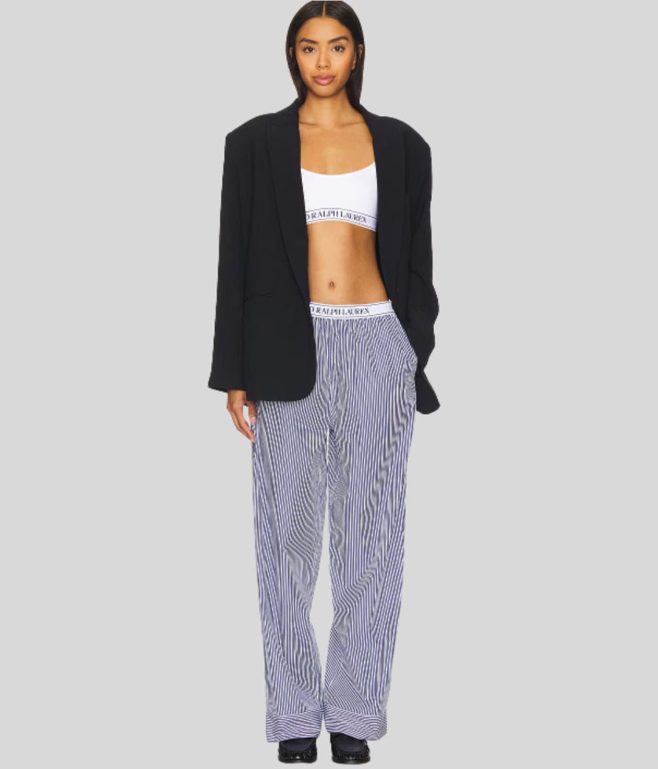 Navy & White Striped Designer Sleepwear Bottoms