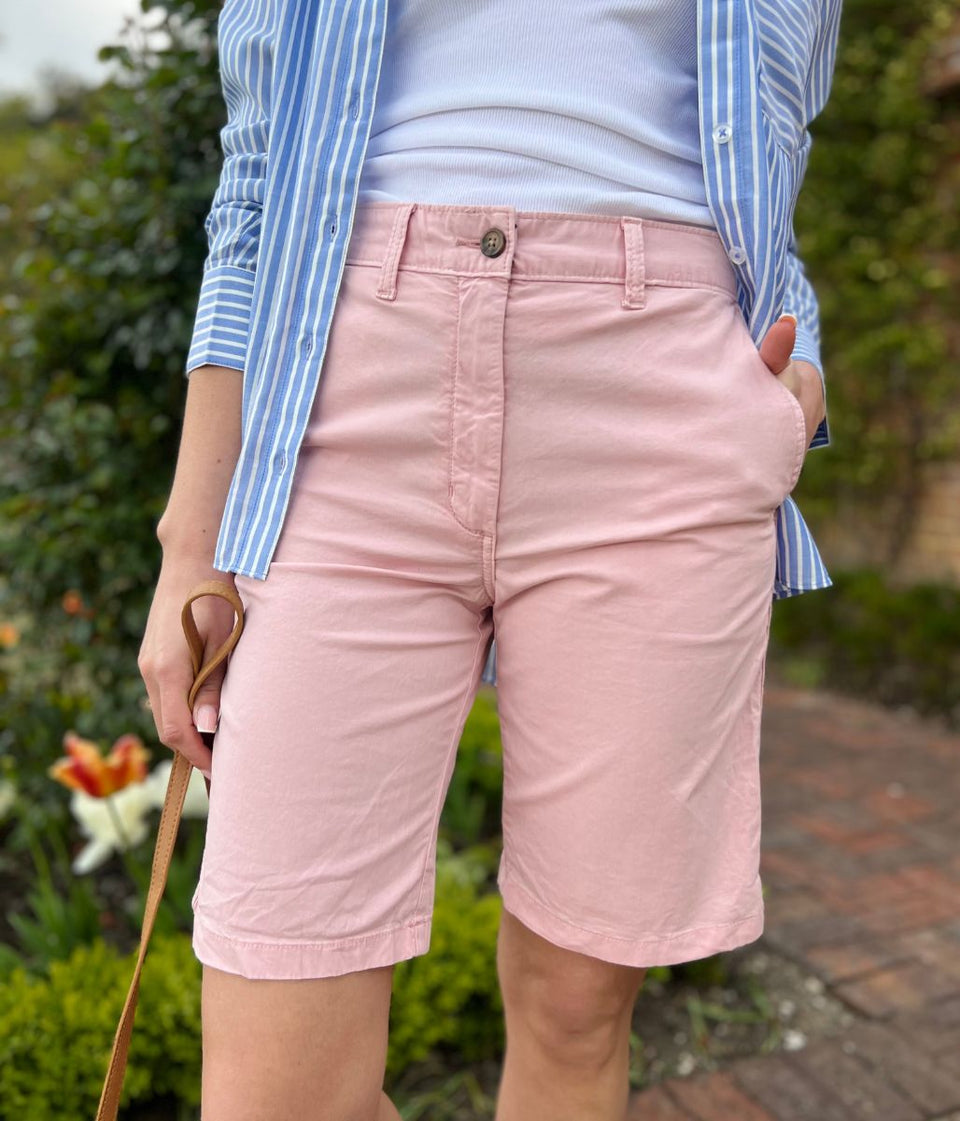 Pink High Waisted Chino Shorts