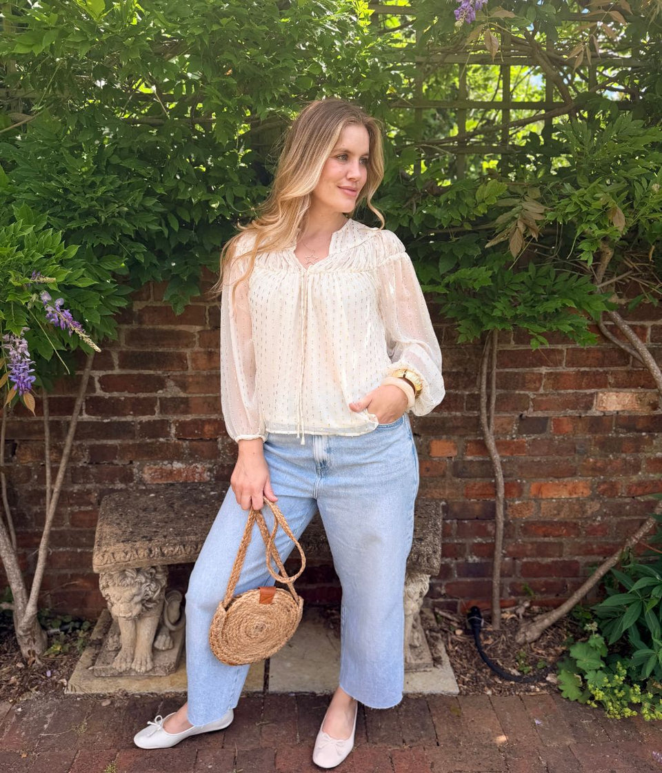 Ivory Gold Metallic Detail Top