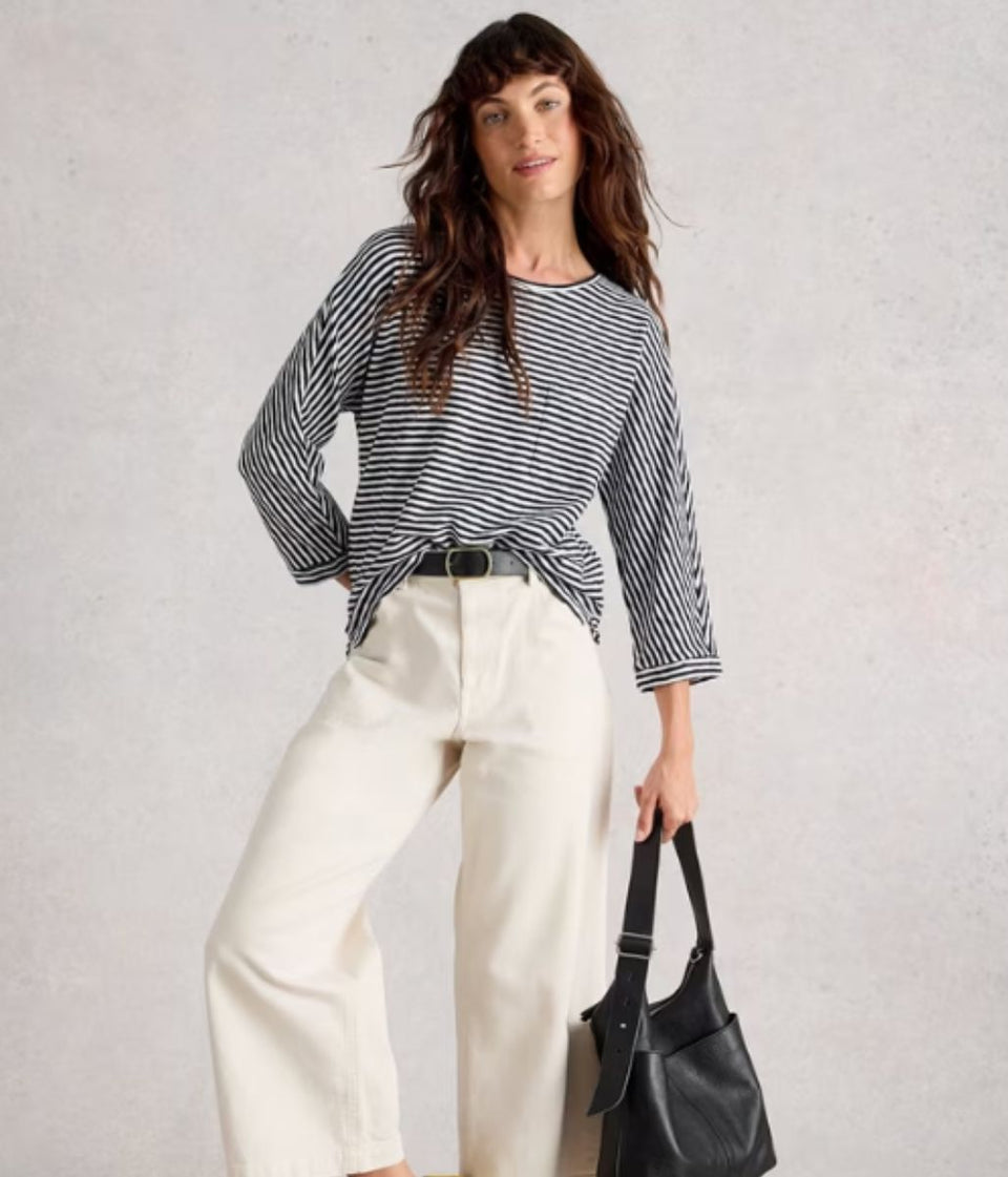 Navy Dolman Stripe Top