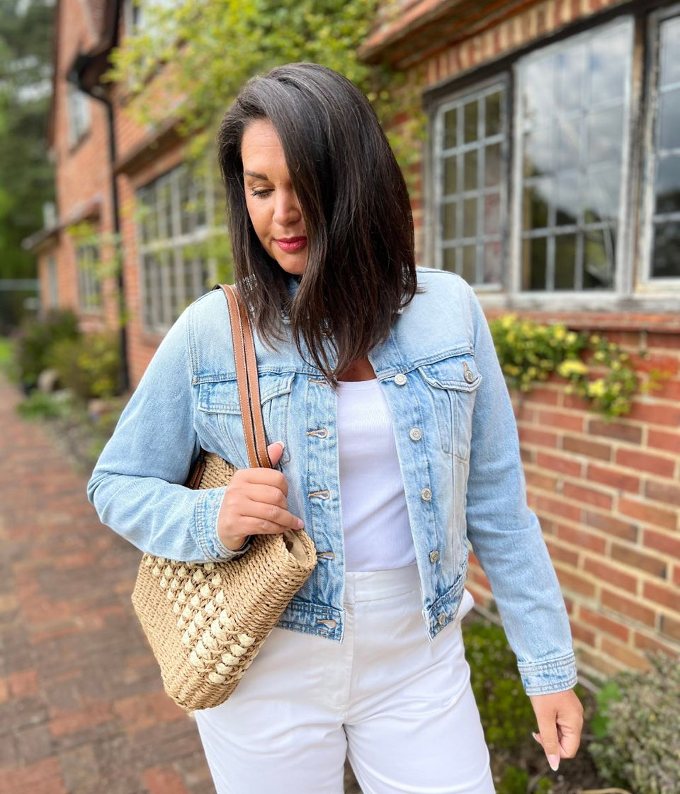 Light Denim Fitted Trucker Jacket
