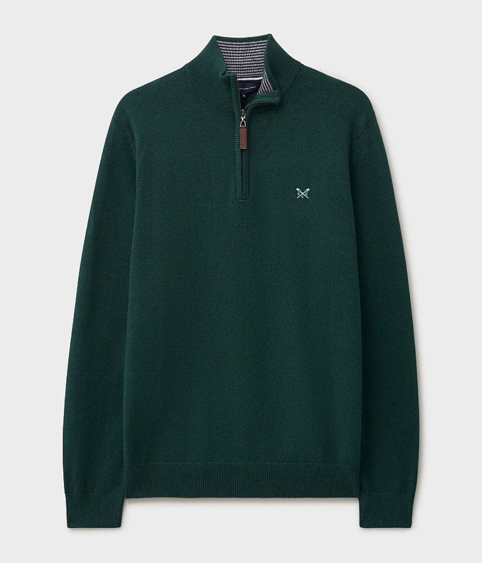 Bottle Green Mens Cotton Half Zip Jumper