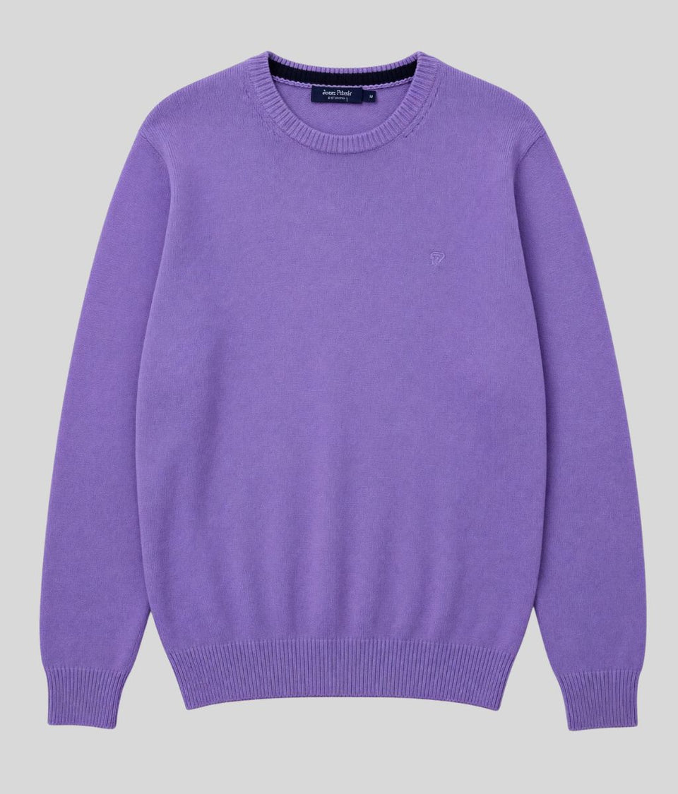 Mens Purple Wool Crew Neck Jumper