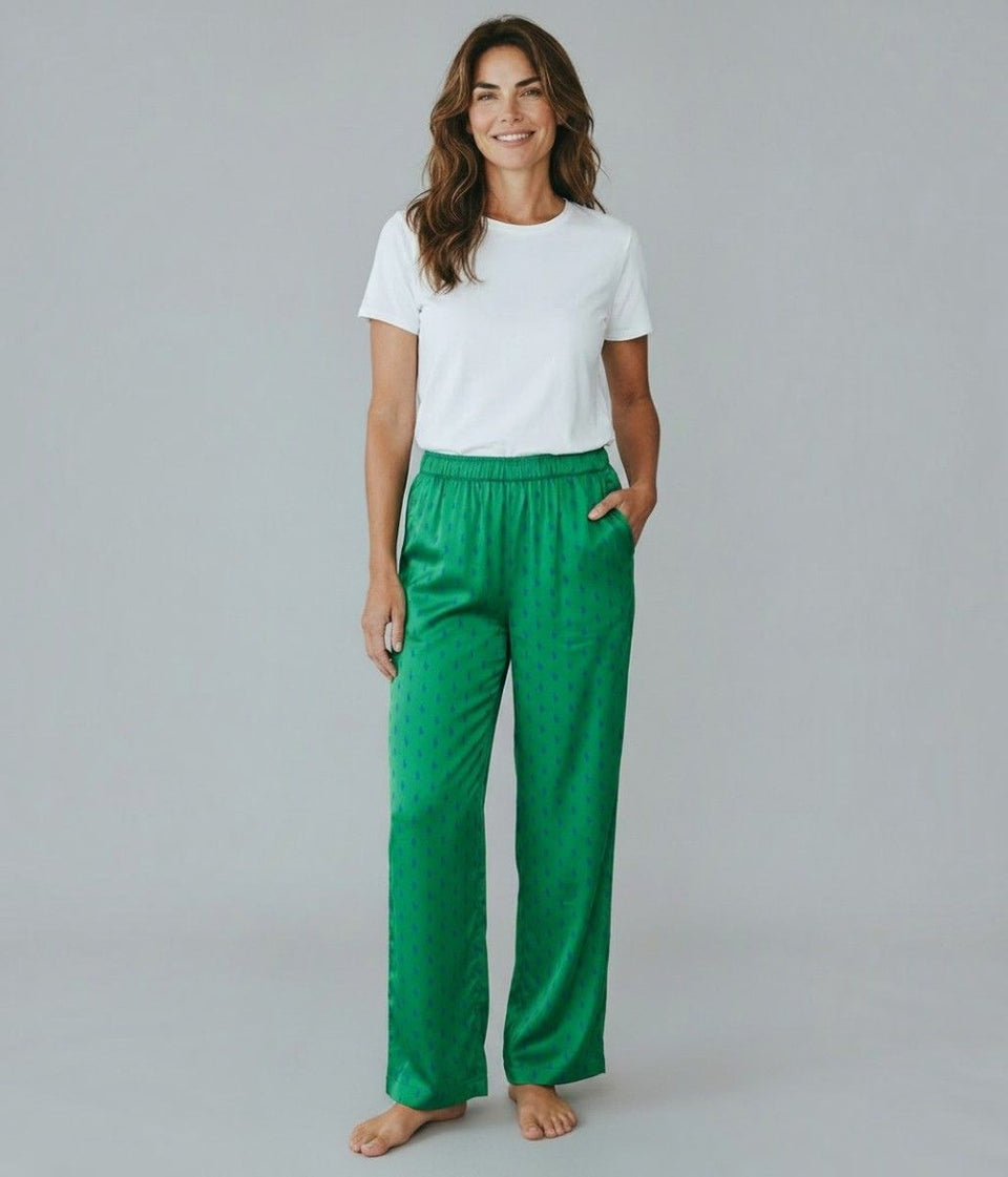 Green Polo Player Print Designer Sleepwear Bottoms