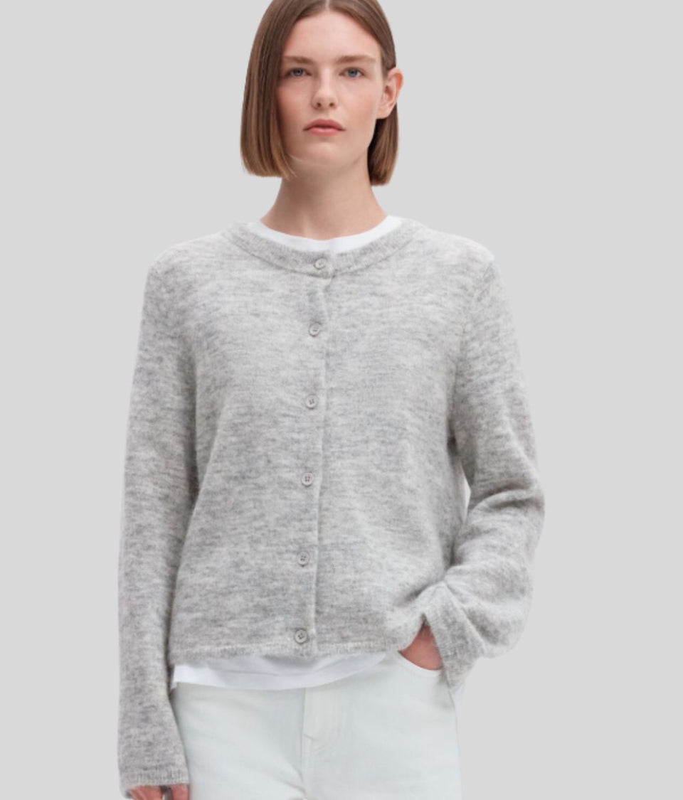 Grey Marl Designer Alpaca Wool Button Cardigan