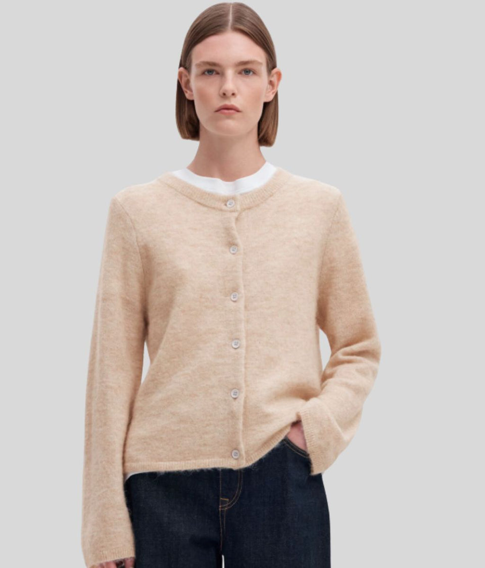 Natural Designer Alpaca Wool Button Cardigan