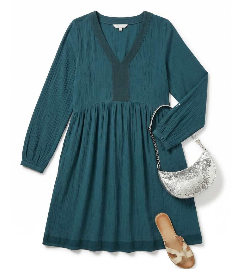 Teal Penelope Satin Dress