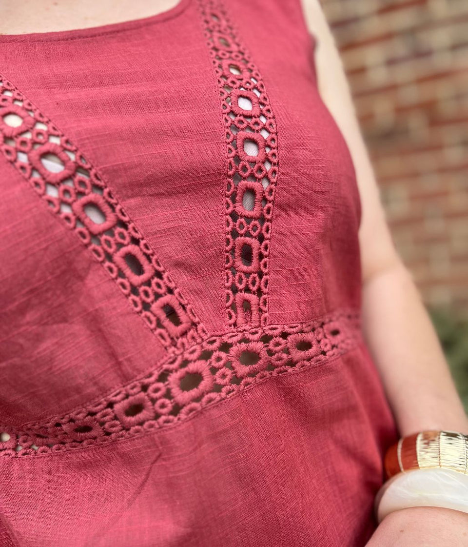 Nomads Raspberry Cotton Lace Vest Top