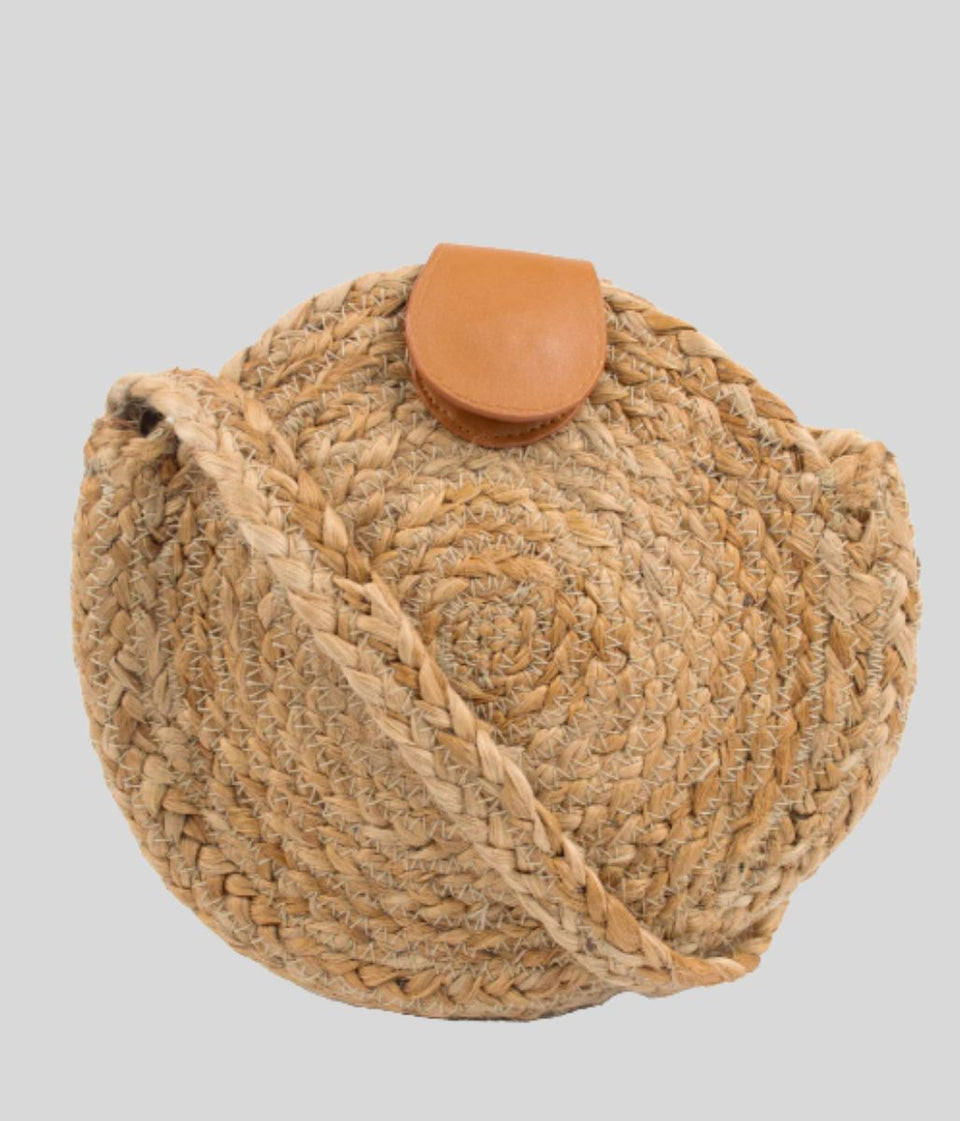 Palma Jute Round Crossbody Bag