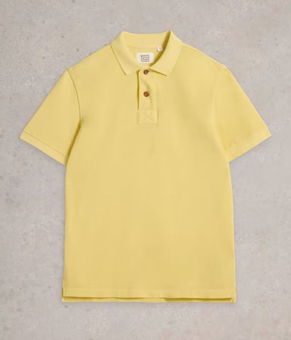 Mens Pale Yellow Cotton Polo Shirt