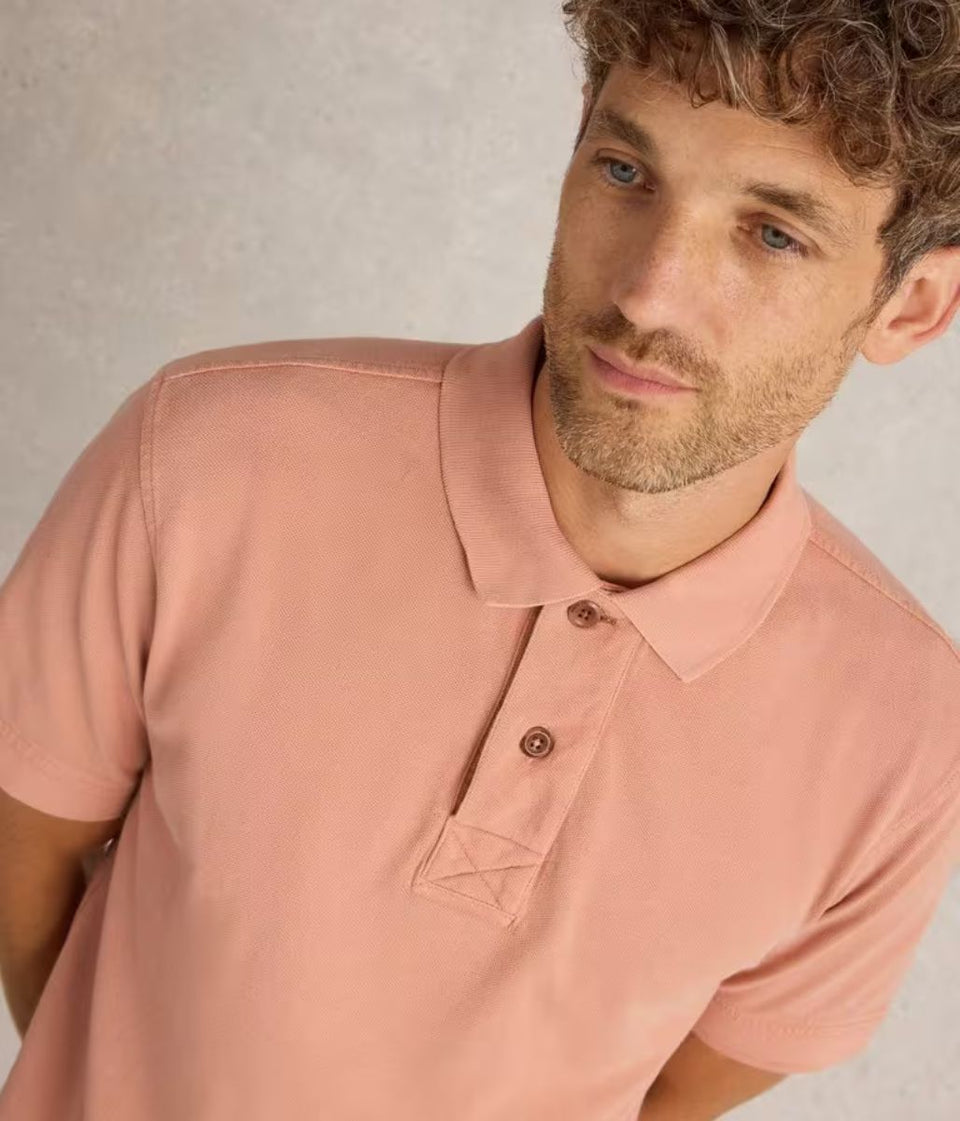 Mens Pale Orange Cotton Polo Shirt