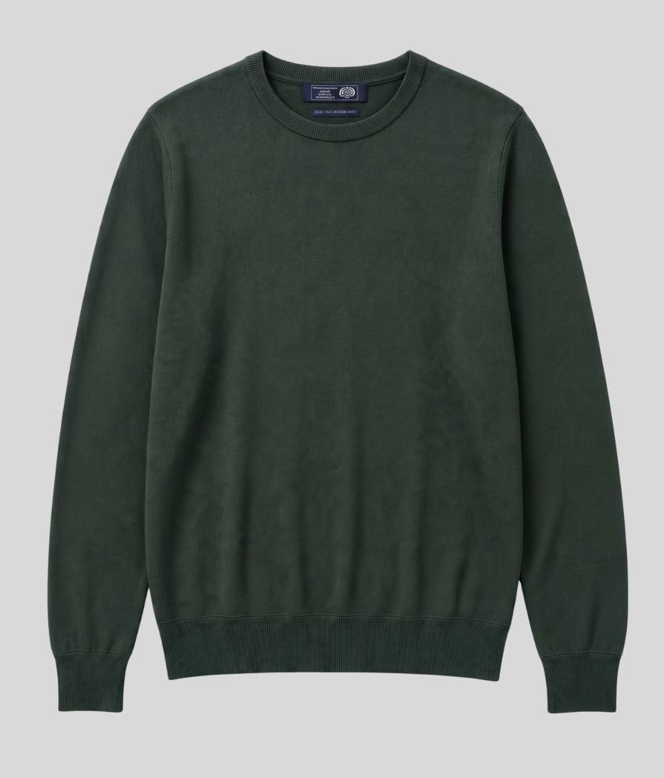 Mens Green Extra Fine Merino Wool Jumper