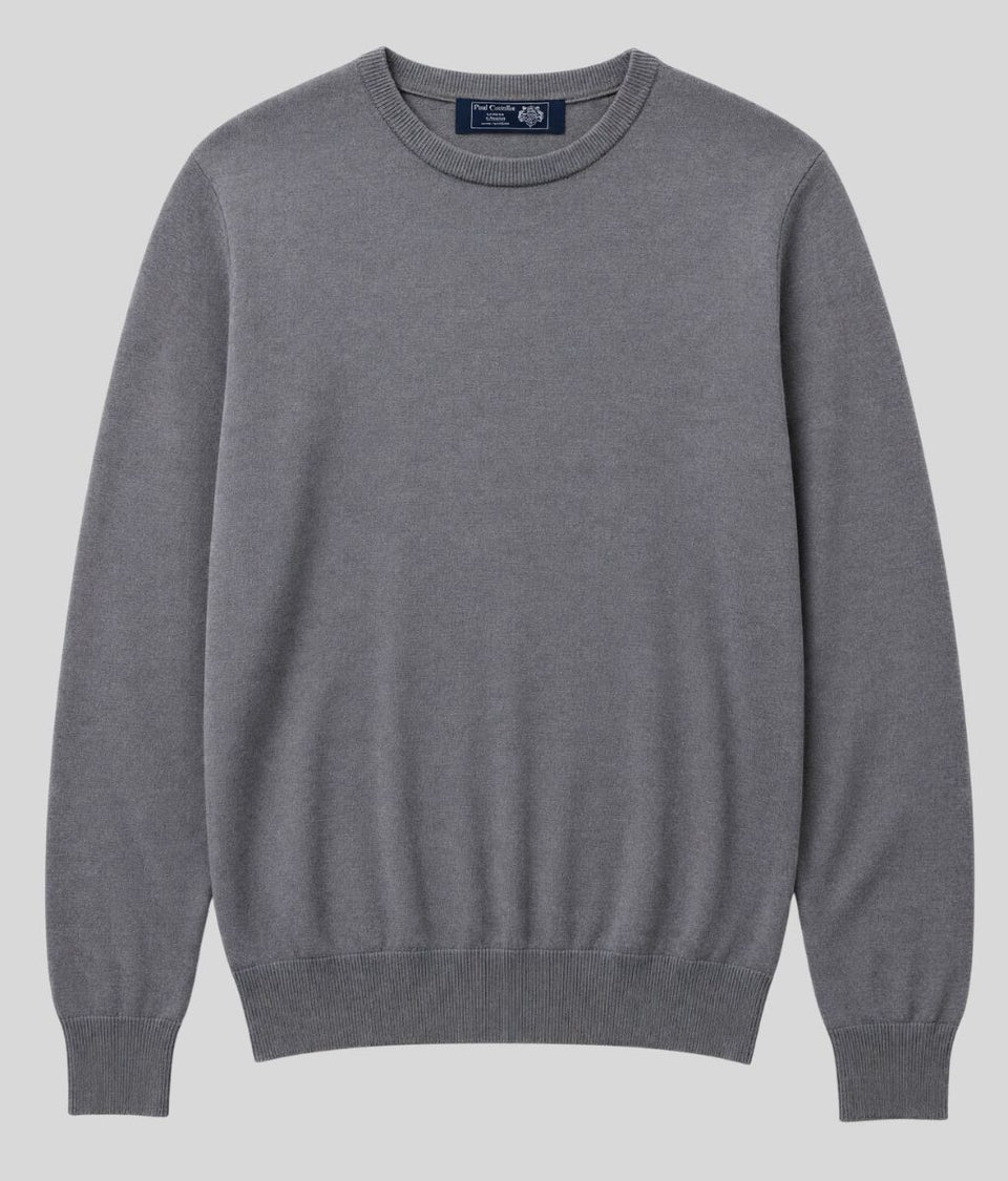 Mens Grey Extra Fine Merino Wool Jumper