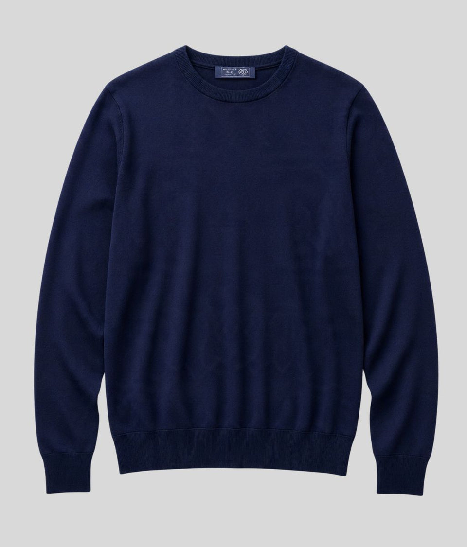 Mens Navy Extra Fine Merino Wool Jumper