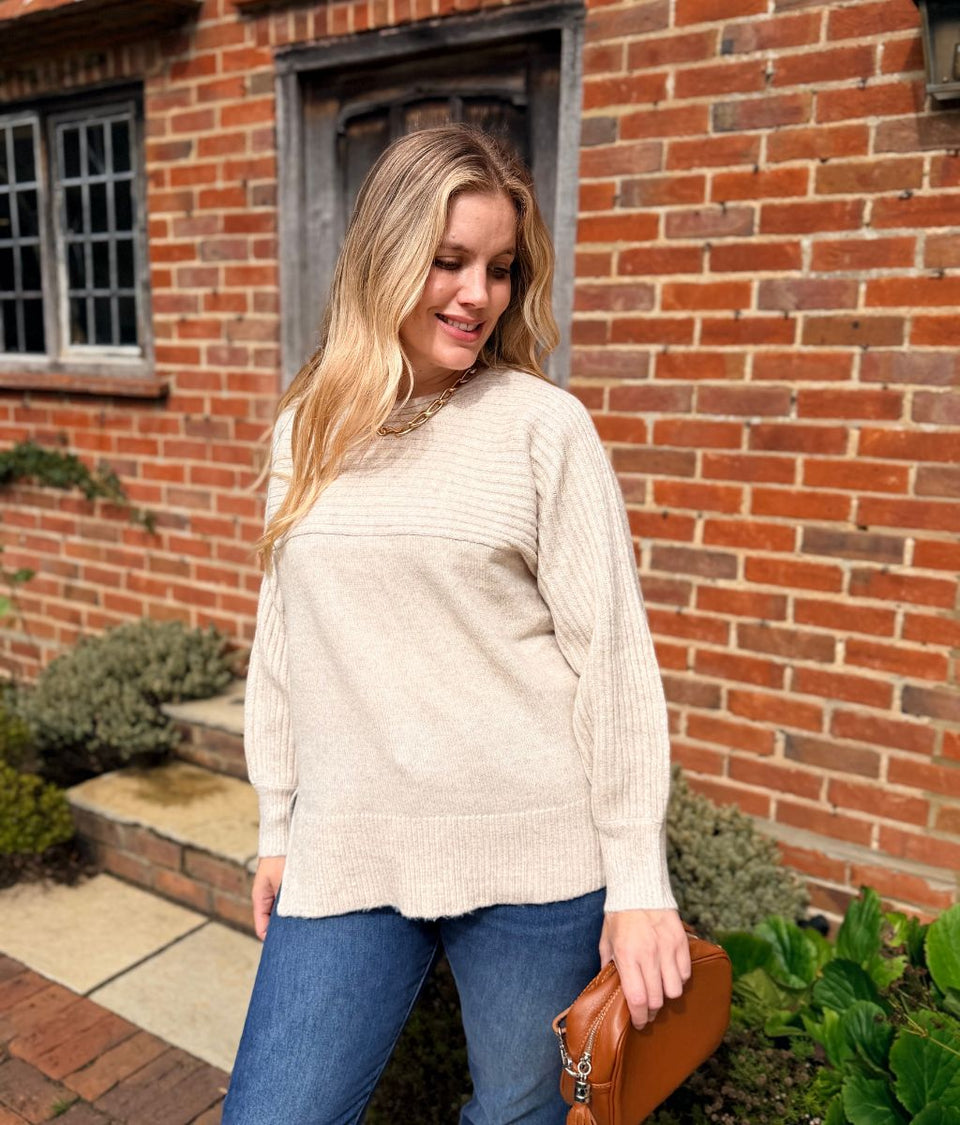 Natural Contrast Ribbed Premium Jumper