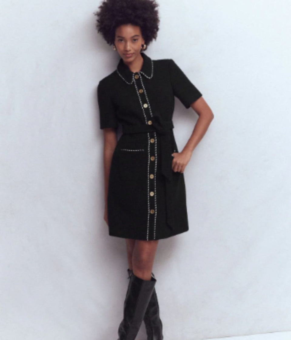 Black Loren Trim Dress