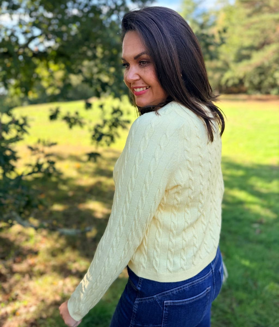 Yellow Soft Touch Cable Knit Cardigan