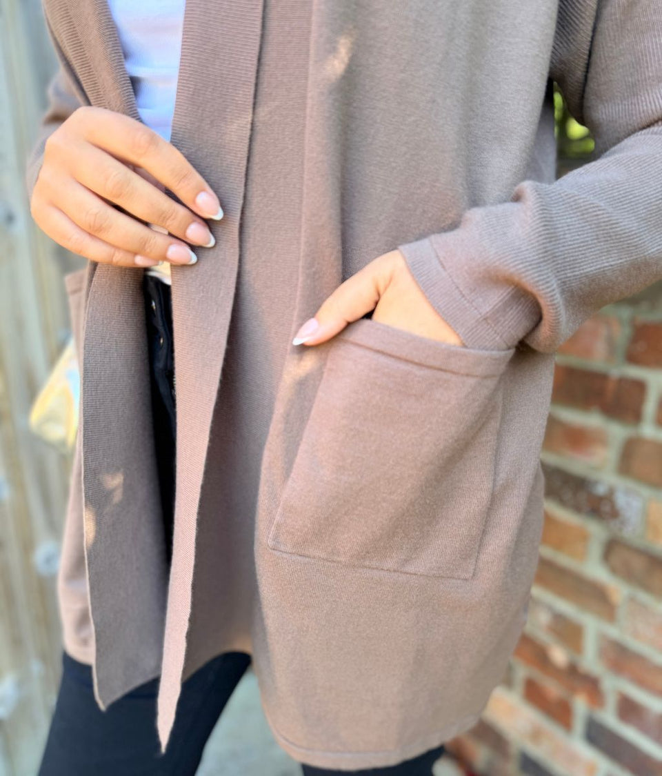 Brown Premium Longline Open Cardigan