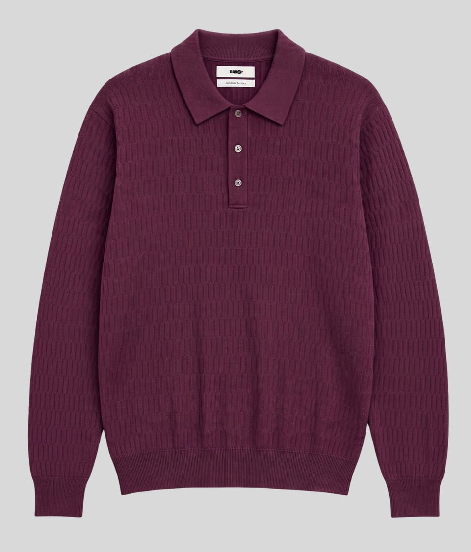 Mens Aubergine Cotton Modal Geometric Jumper