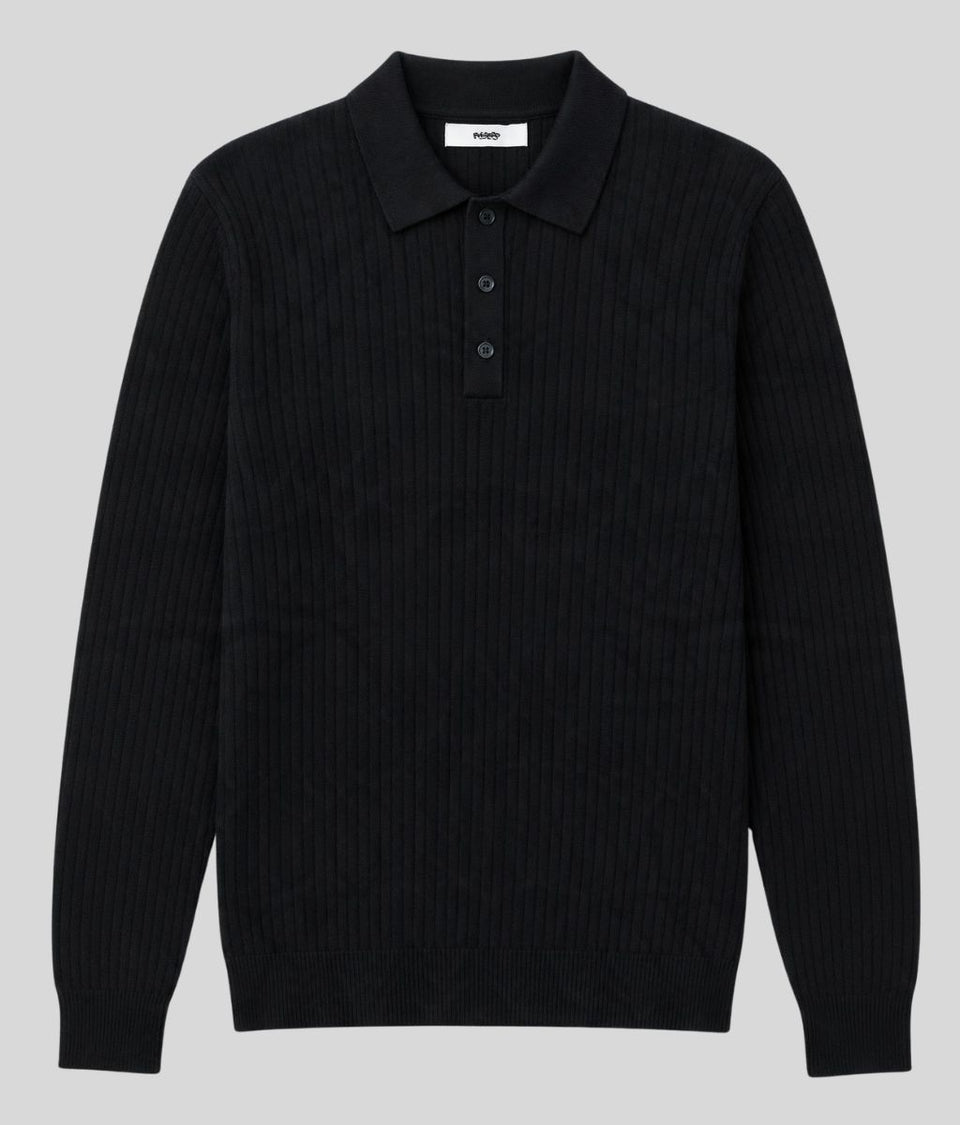Mens Black Cotton Modal Geometric Knit Jumper