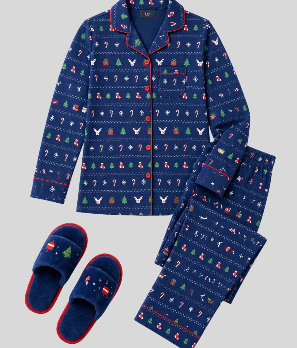 Womens Navy Classic Christmas Pyjamas