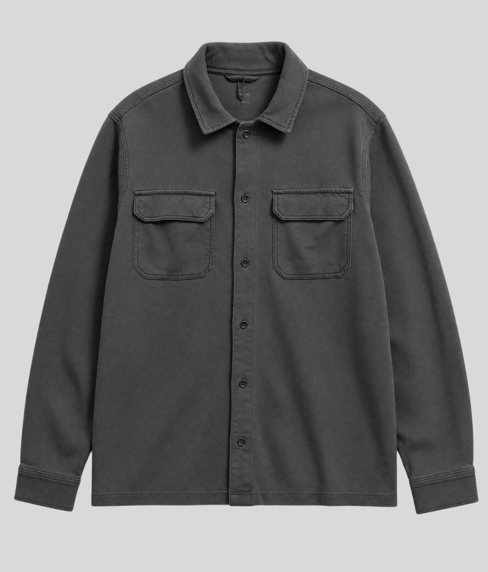 Mens Charcoal Cotton Jersey Overshirt