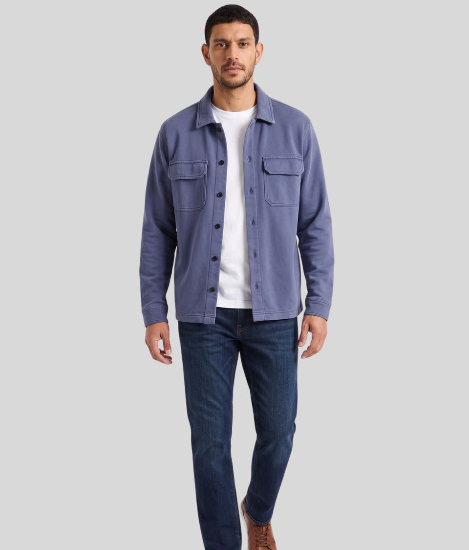 Mens Blue Cotton Jersey Overshirt