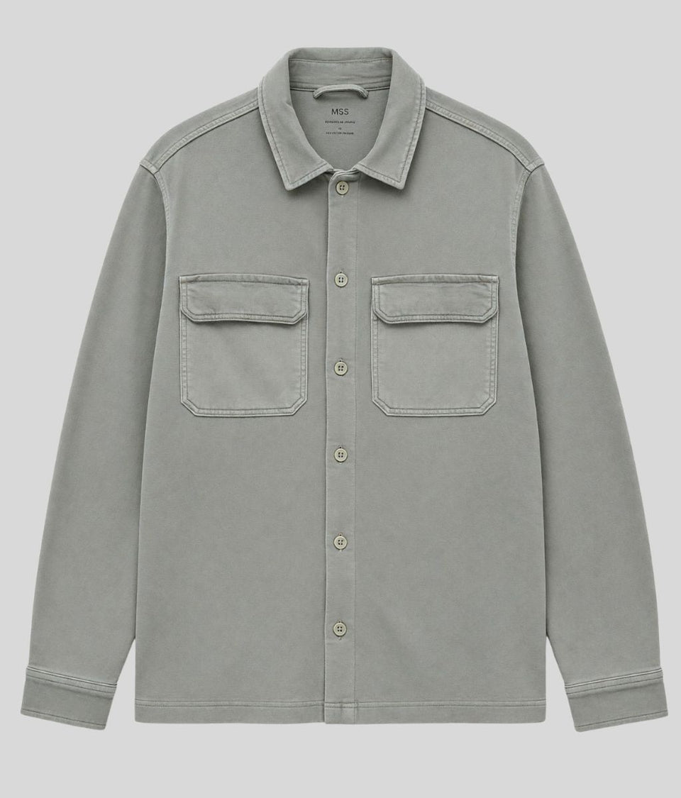 Mens Sage Cotton Jersey Overshirt