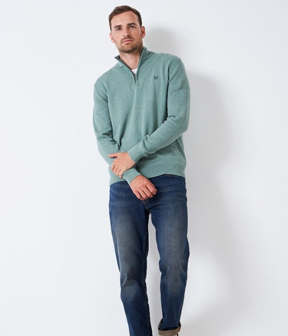 Aqua Mens Cotton Half Zip Jumper