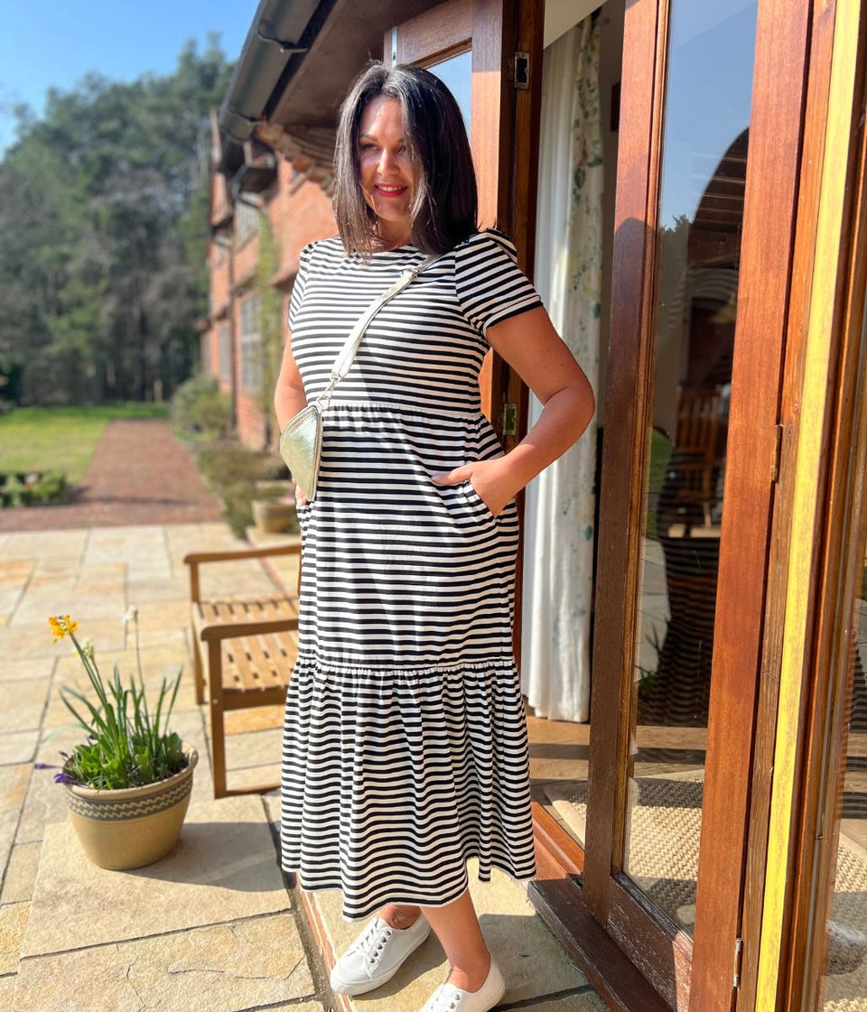 Black & White Premium Striped Jersey Dress