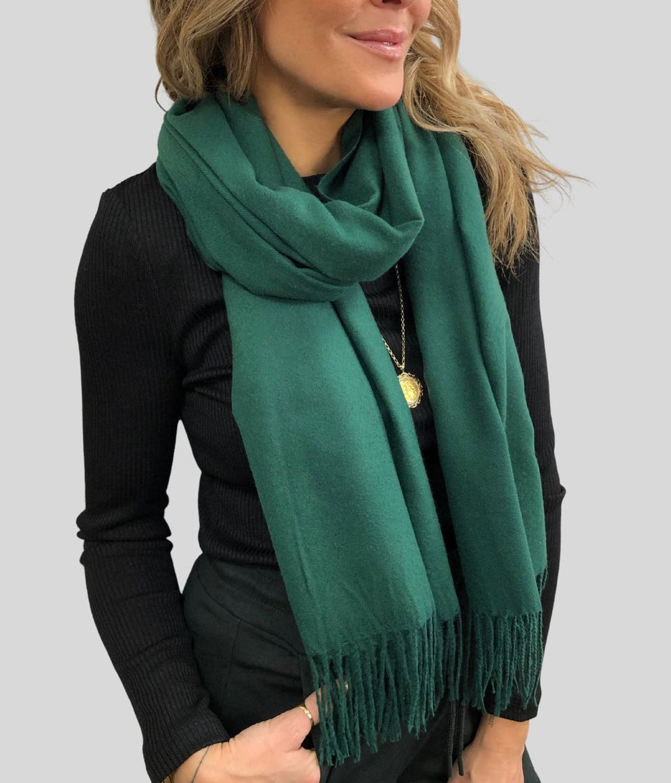 Forest Green Plain Wool Blend Scarf