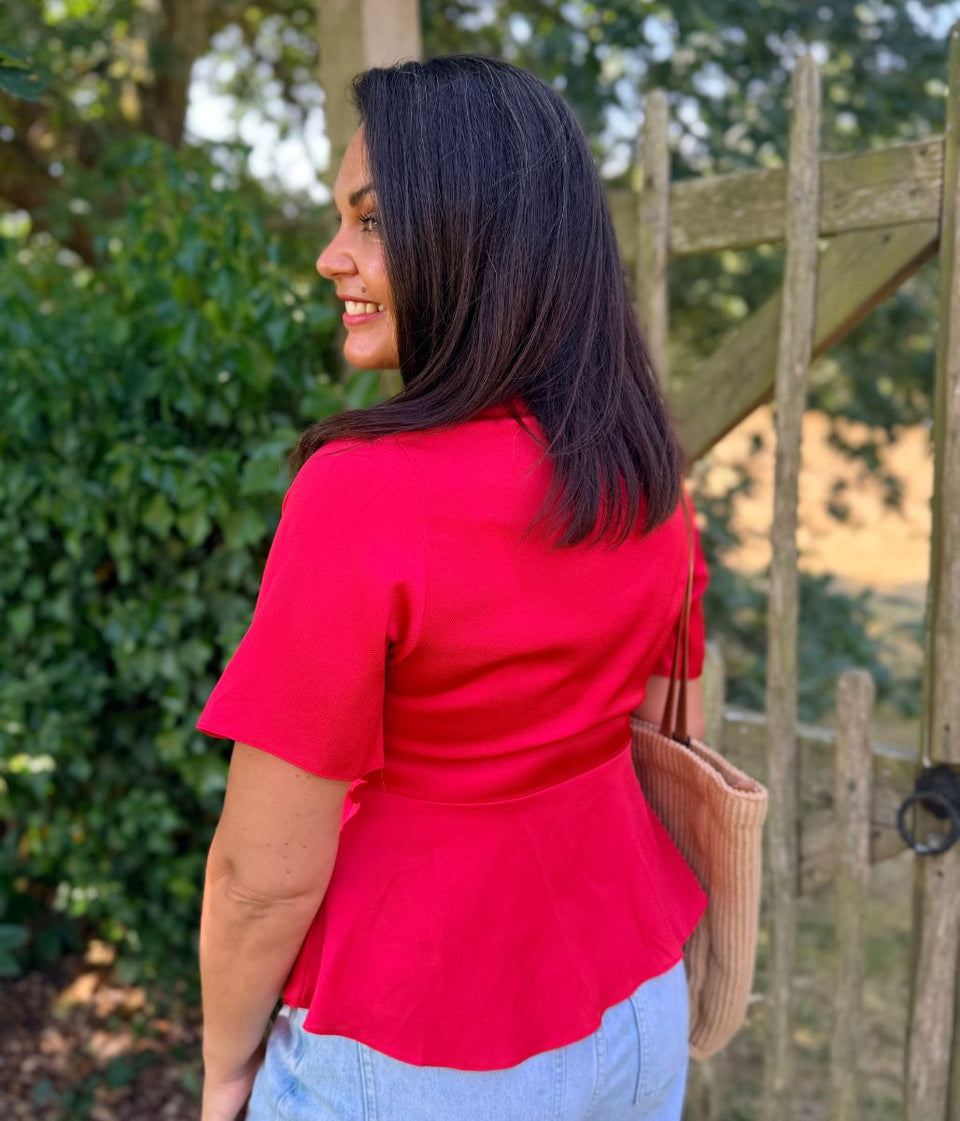 Red Wrap Blouse