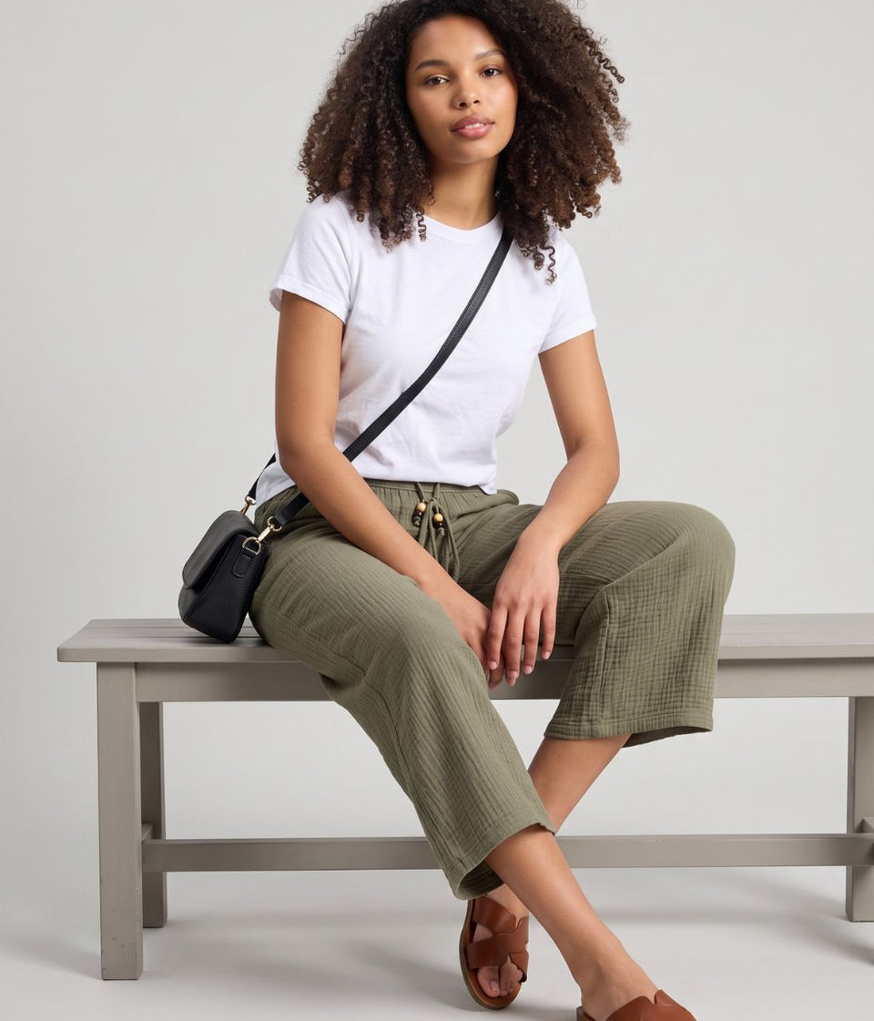 Khaki Pure Cotton Wide Leg Culottes