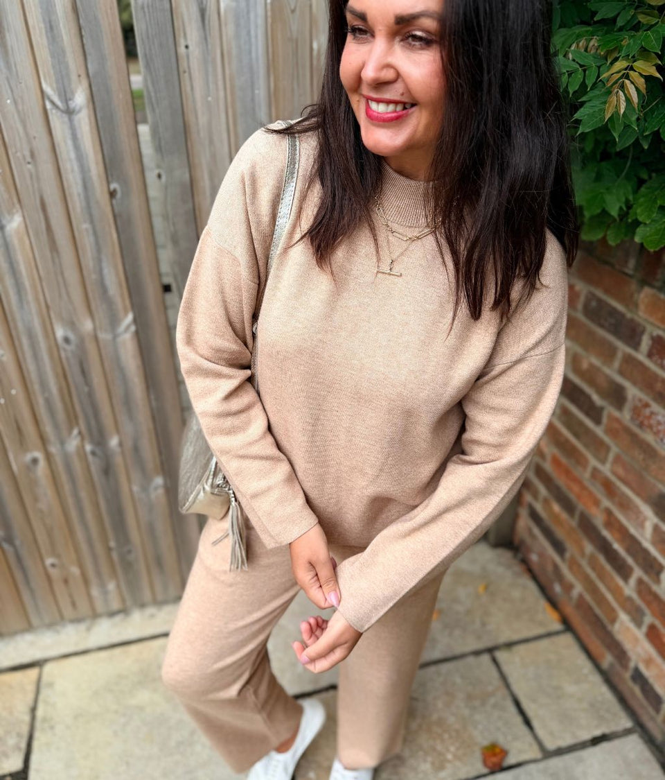 Sand Knitted Jumper Co-Ord