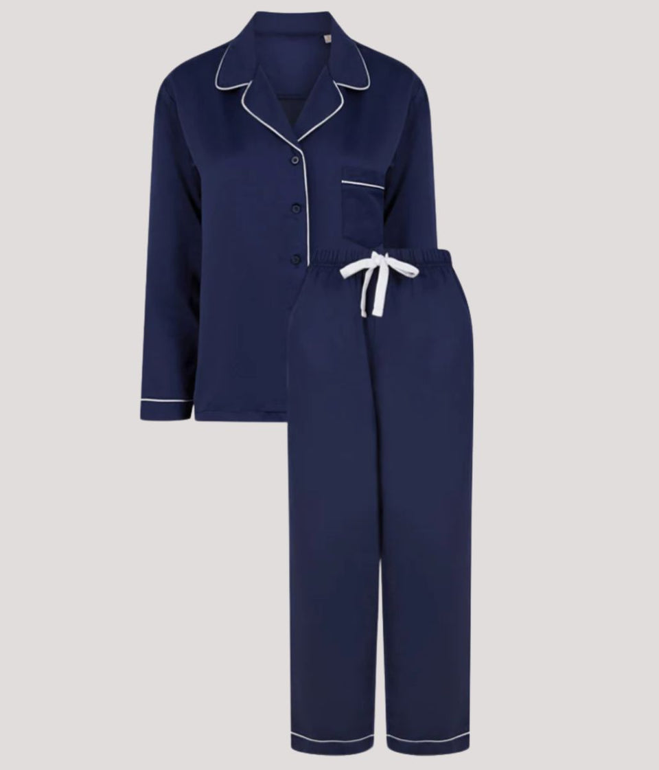 Gift Boxed Satin Navy Pyjamas