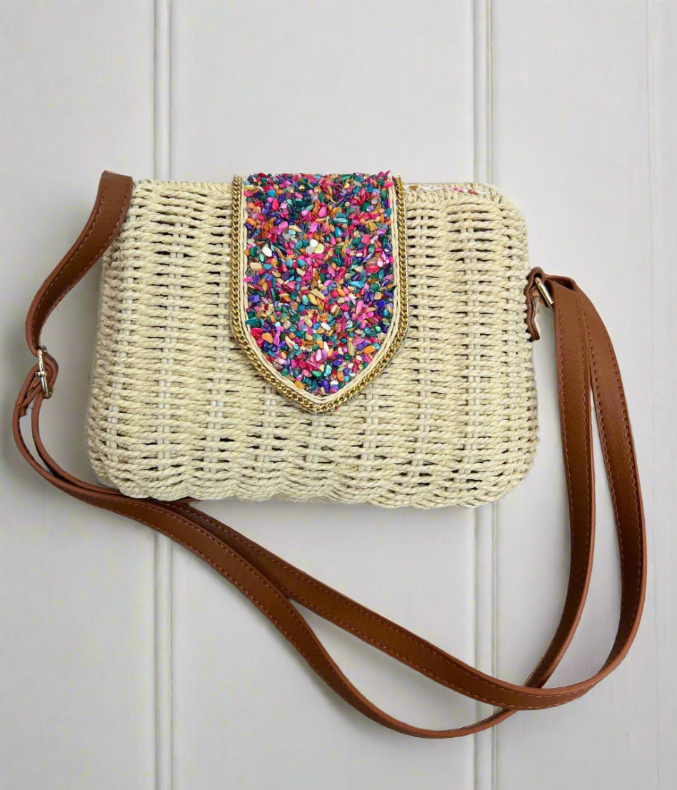 raffia straw clutch bag 