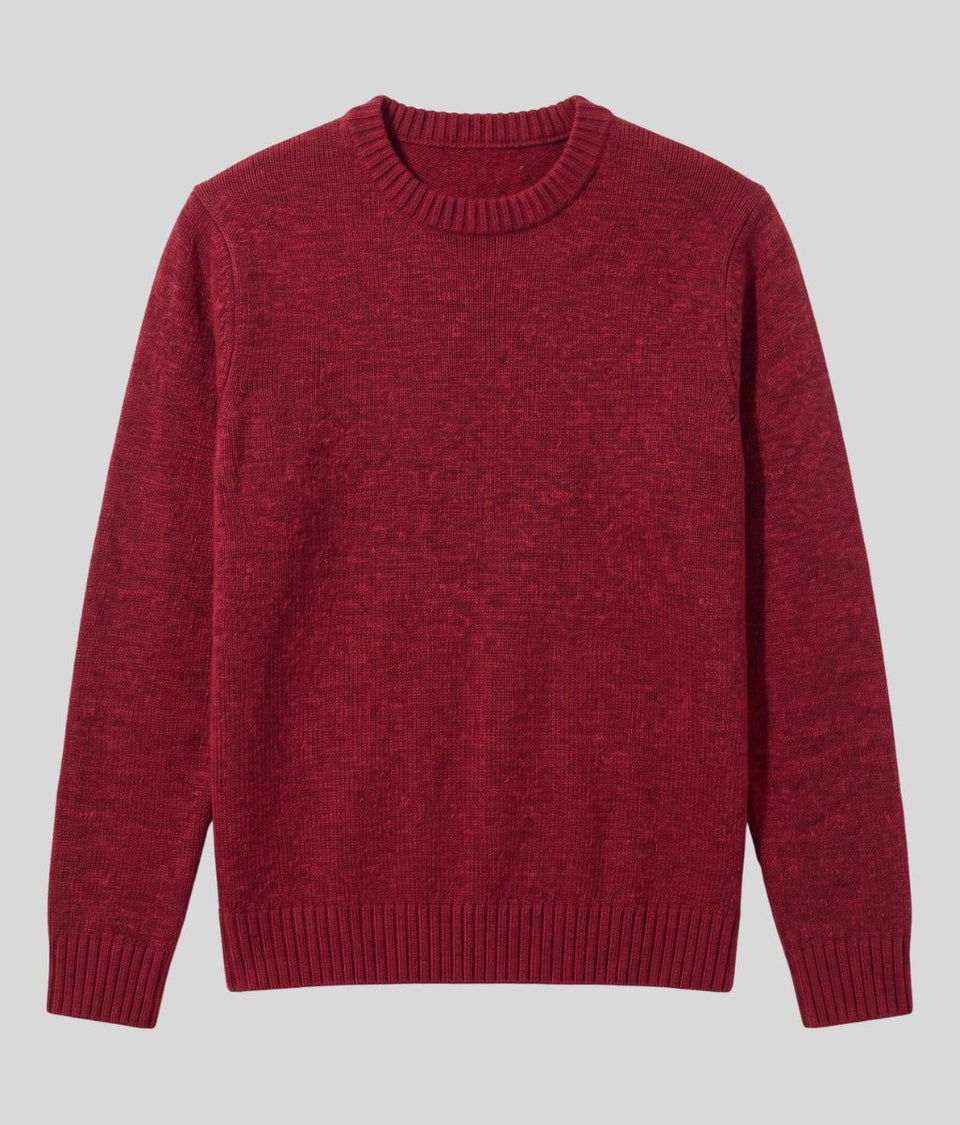 Mens Red Lambswool Crew Neck Jumper