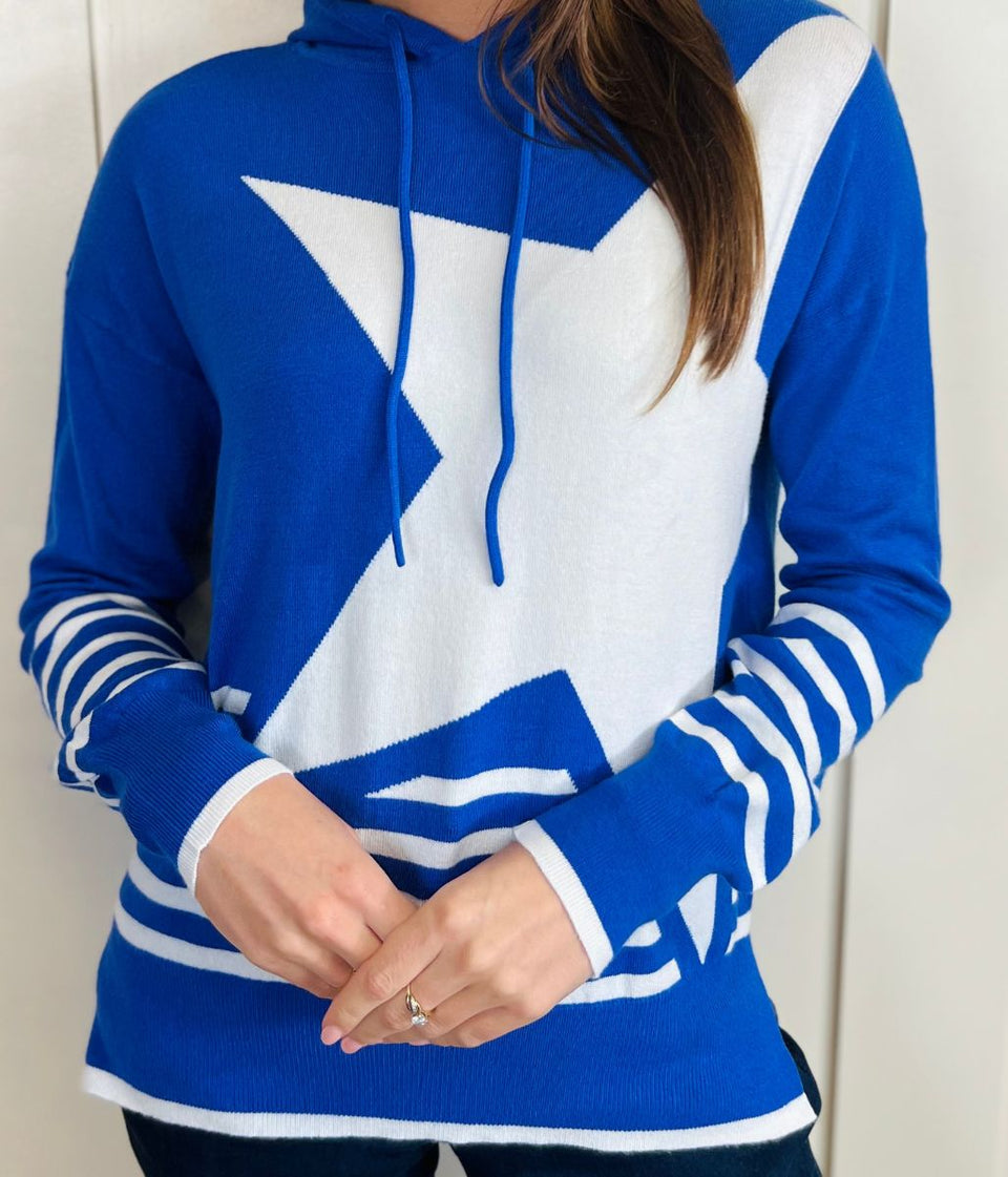 Blue Star Hooded Jumper