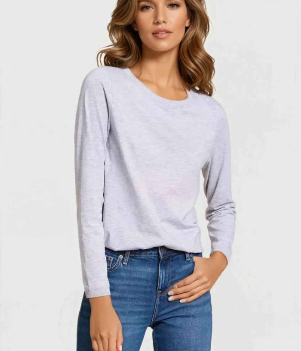 Grey Marl Long Sleeve Top