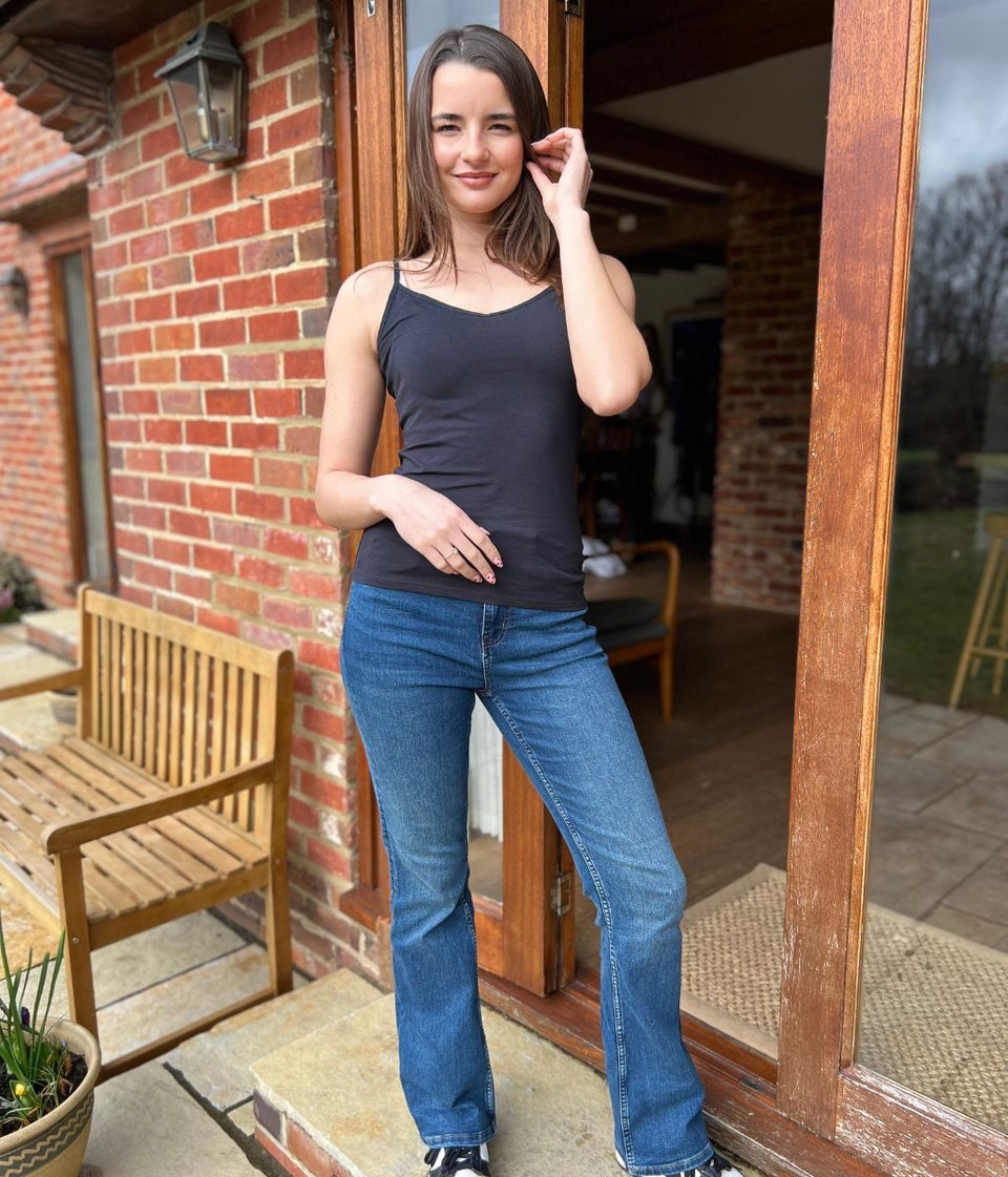 Black V Neck Cami Top