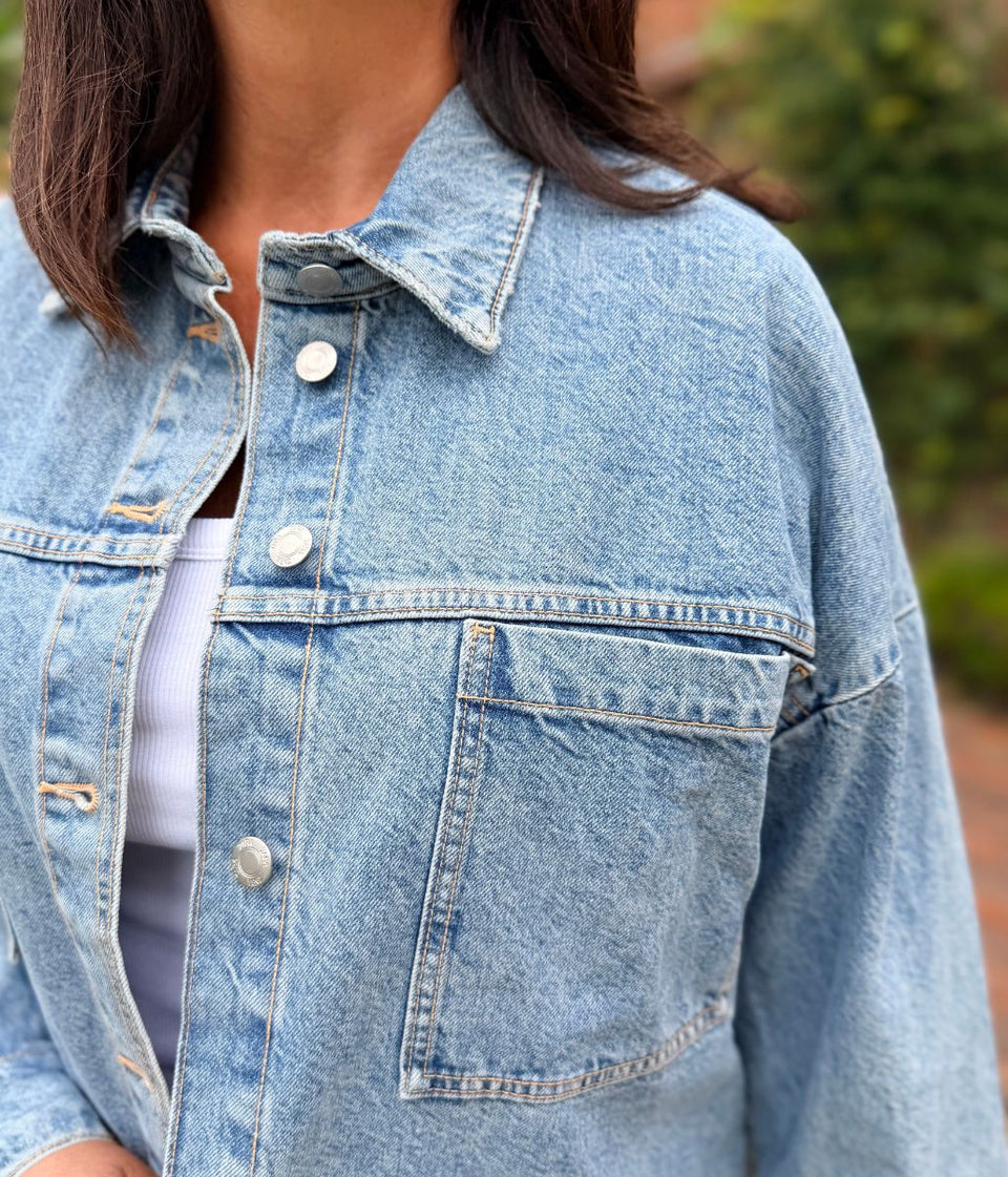 Light Denim Pure Cotton Shacket